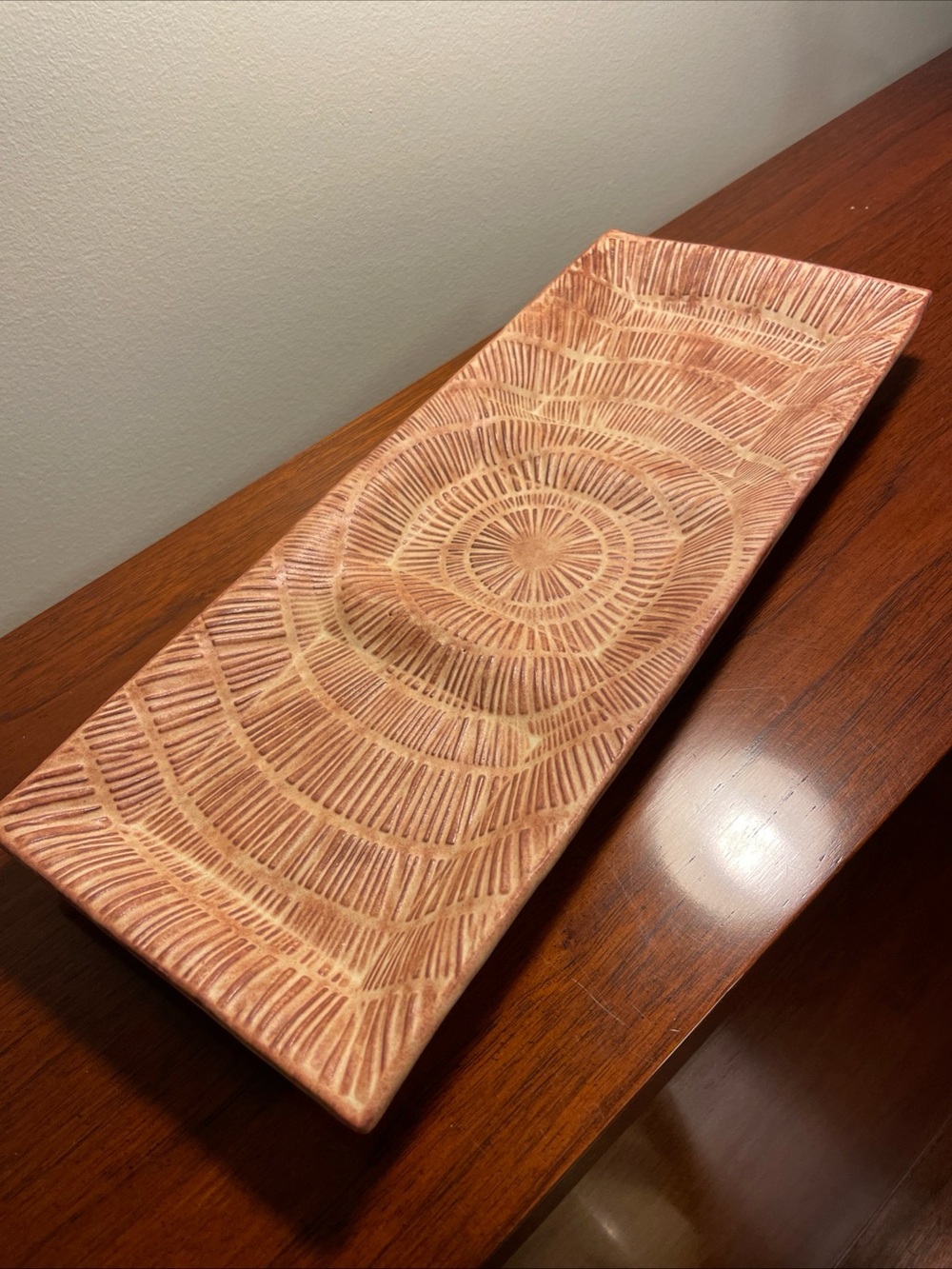 Terra Cotta-Like Stoneware Divided Textured Tray